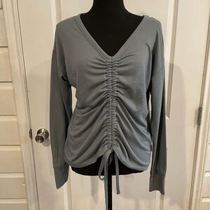 Freely Women's Long Sleeve Draw‎ String Ruched Athletic Top